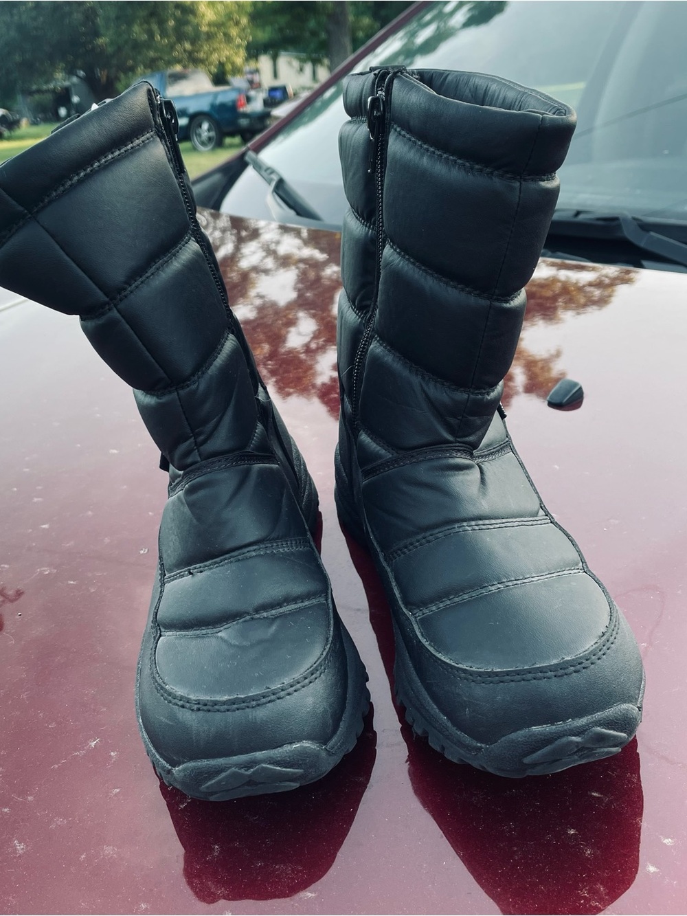 Black Quilted Winter Snow Boots